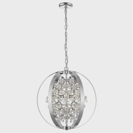 Reyna 5 Bulbs Crystal Balls And Beads Ceiling Luminaire Pendant Light In Chrome